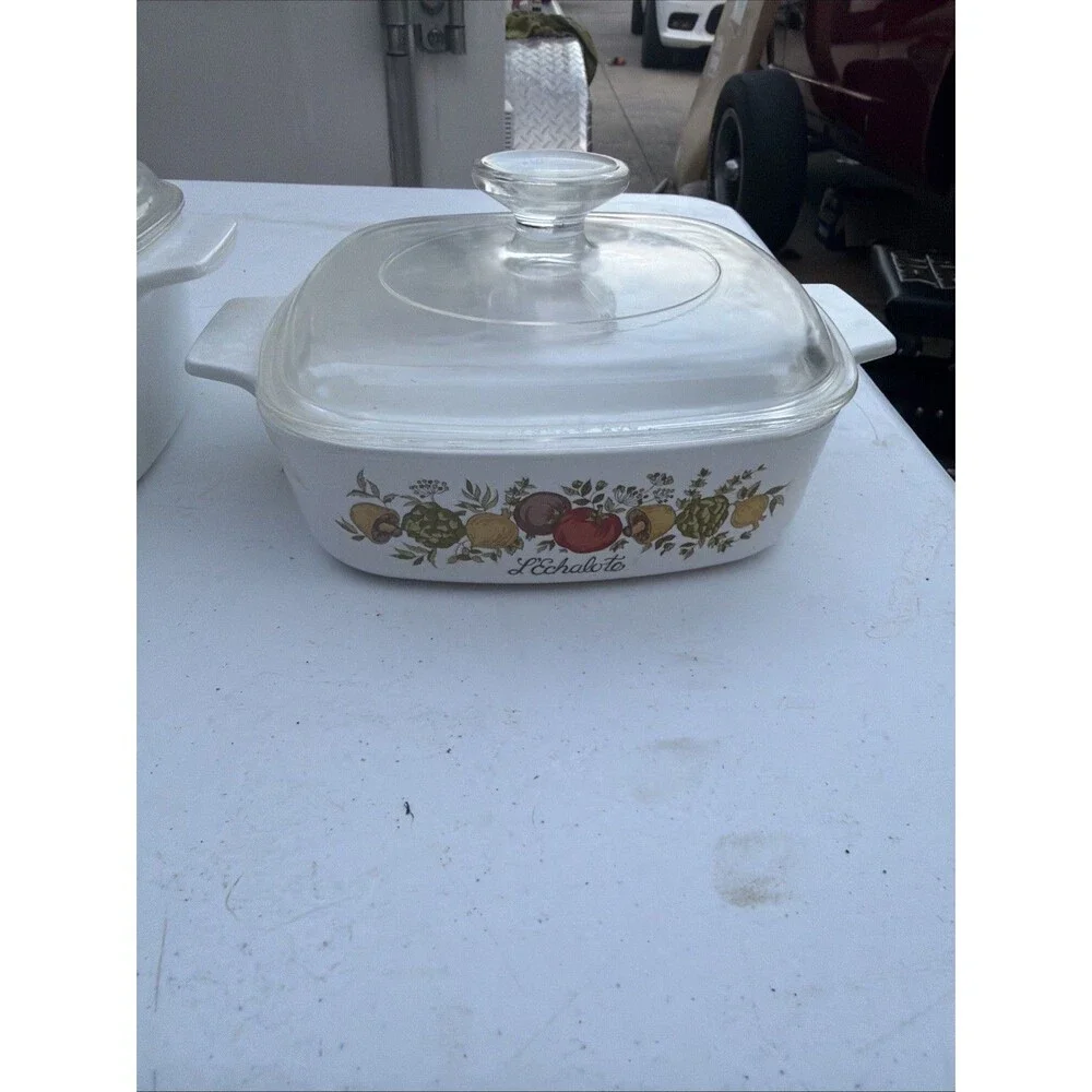 Vintage Corning Ware Spice O Life L'Echalote Casserole Set Pyrex Lids USA 2 Dish